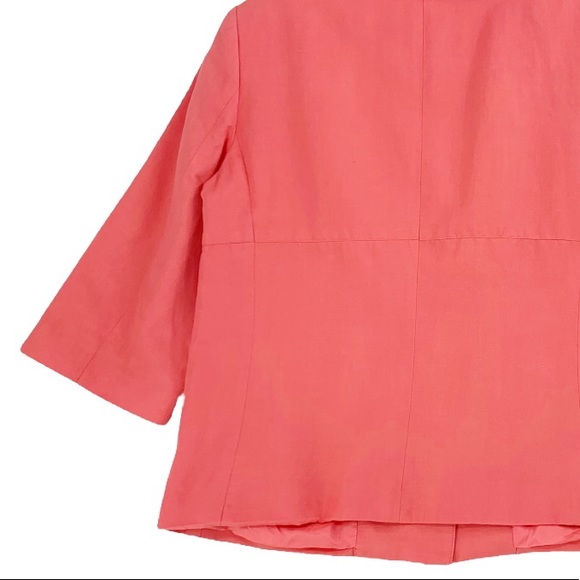 Cotton Silk Linen Blend Woman’s Blazer Coral Color by Trevan Warm Weather Blazer - Picture 8 of 16